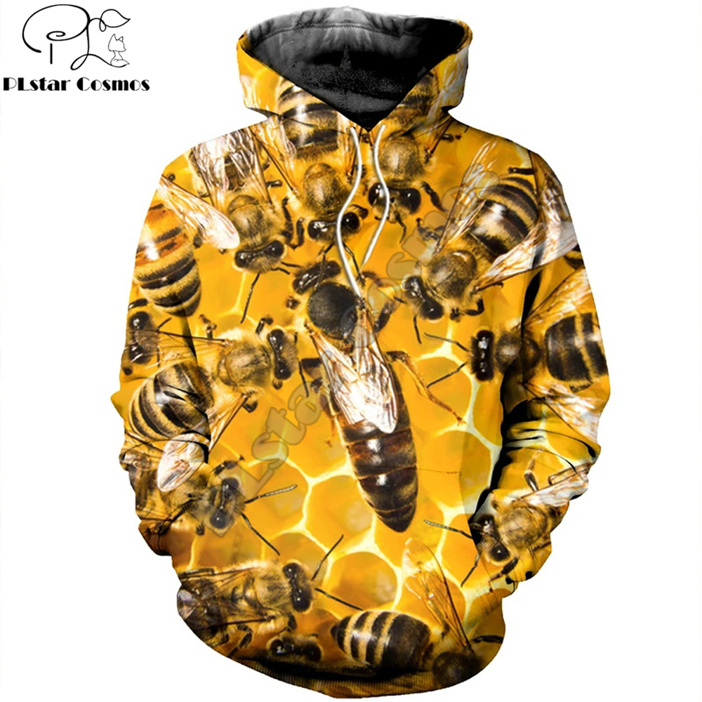 3D Printed Bee Keeper Hoodie and Sweatshirt Pure Raw Honey Harajuku Fashion Men hoodies Unisex Casual Jacket pullover DW0003 201020