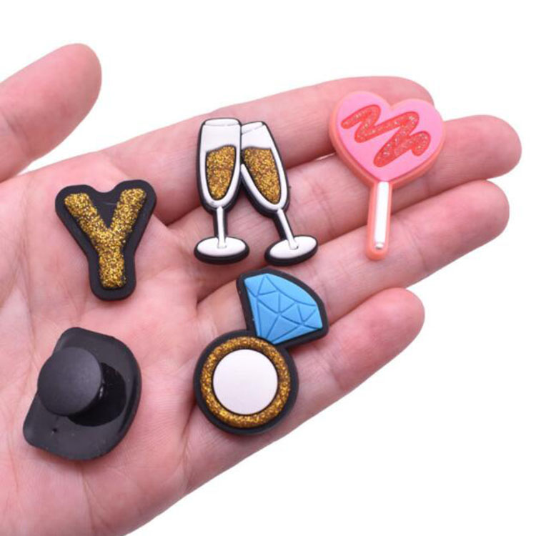 wholesale letters numblers shoe accessories pvc soft rubber shoecharms buckle DIY clog bracelet wristband decoration gift