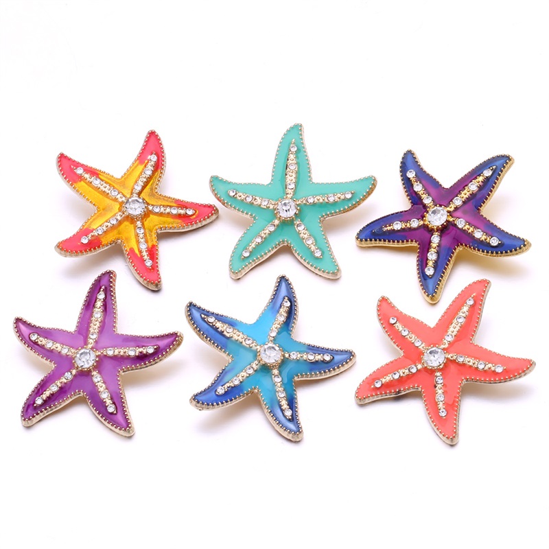 Radiant Painting Color Clasp Rhinestone gadget Starfish 18mm Snap Button charms for Snaps DIY Jewelry Findings suppliers Gift от DHgate WW