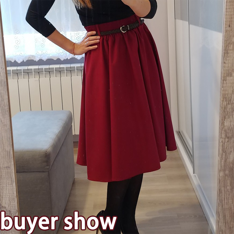 Surmiitro Knee Length Midi Summer Skirt Women With Belt Korean Ladies Blue Black Red High Waist Pleated School Skirt Female 210306