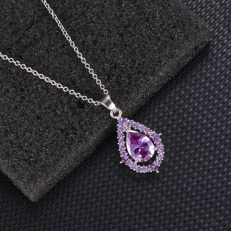 Iced Out Necklace Earrings Sets Cubic Zirconia Crystal Rhinestone Waterdrop Pendant Wedding Jewelry Set for Women Girls Bridal Bridesmaids