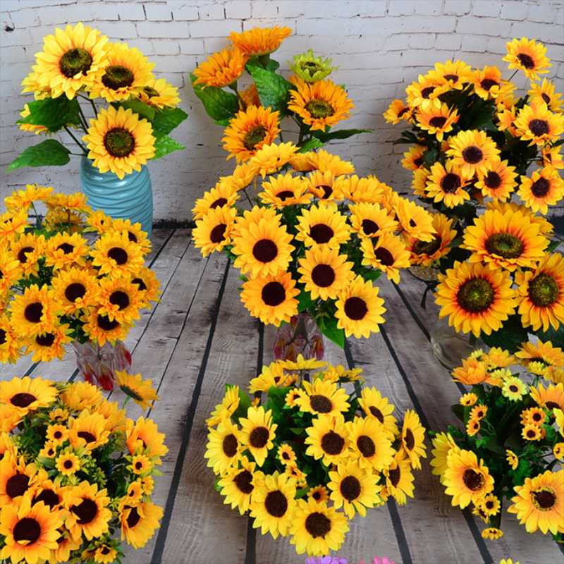 7Heads 13heads Artificial Flower Silk Sunflower Bouquet For Wedding home Decoration Scrapbooking DIY Wreaths Craft Fake Flowers
7Heads 13heads Artificial Flower Silk Sunflower Bouquet For Wedding home Decoration Scrapbooking DIY Wreaths Craft Fake Flowers