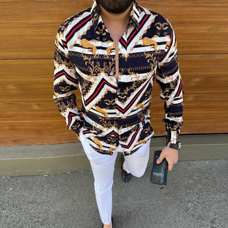 Fashion Print Mens Blouses Retro Top Blouse With Long Sleeve Shirts Casual Male Clothing lapel blusa, As picture
Fashion Print Mens Blouses Retro Top Blouse With Long Sleeve Shirts Casual Male Clothing lapel blusa, As picture