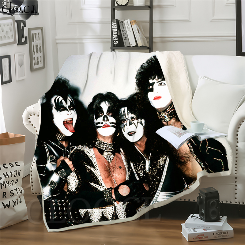 CLOOCL Glam Metal Kiss Band 3D Print Hip-hop Style Air Conditioning Blanket Teens Bedding Throw Blankets Plush Quilt