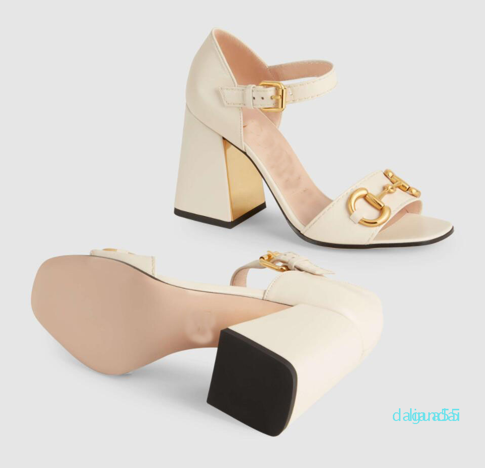 Summer Women's Sandals Dress Shoes Horsebit Perfect Nice House Pumps Chunky Heels Famous Lady High-heels Comfort
