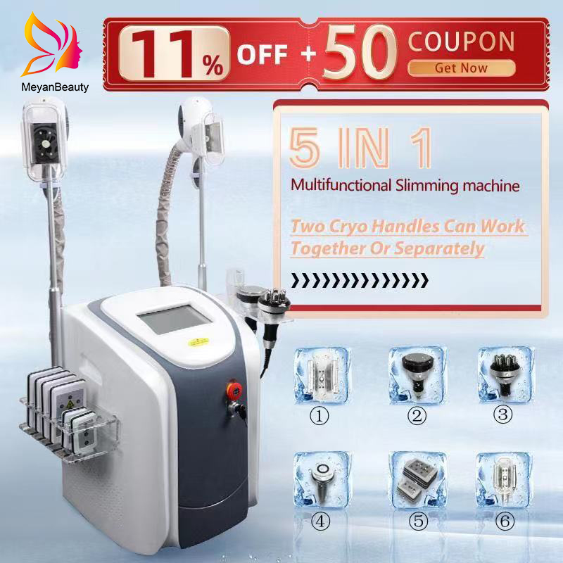 Two Cryo Heads Can Work At The Same Time Fat Freezing Cryolipolysis Machine Body Slimming Cavitation RF Equipment Weight Reduction Lipo Laser