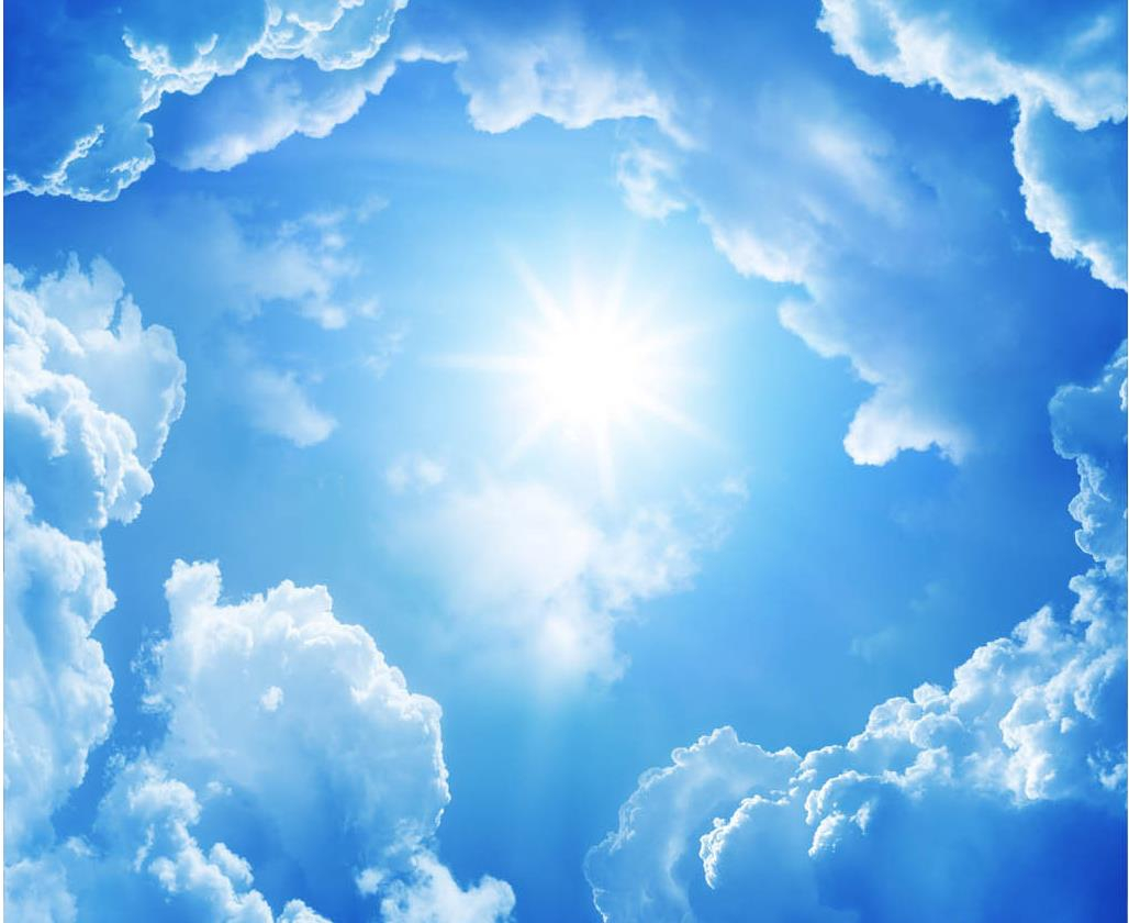 Custom 3d stereoscopic wallpaper Blue sky white clouds sun living room ceiling mural