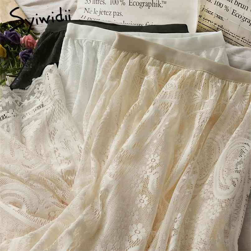 Lace Skirt for Women High Waist Ankle-Length Black Casual Elastic A-Line Spring Summer Korean Fashion Skirts 210607
Lace Skirt for Women High Waist Ankle-Length Black Casual Elastic A-Line Spring Summer Korean Fashion Skirts 210607