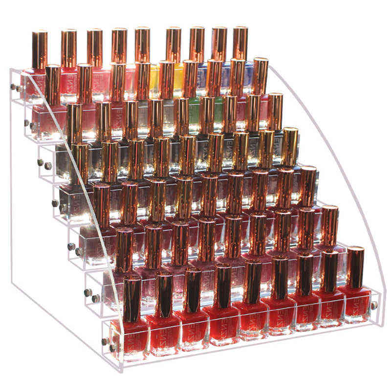 Acrylic Nail Polish Display Organizer 2-3-4-5-6-7 Layer Manicure Cosmetics Jewelry Display Stand Holder Clear Acrylic Makeup Box 211110
