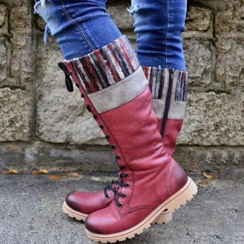 2021 New Pu Leather Knee High Women Patchwork Knit Low Heel Warm Boots Woman Plus Size Lace Up Vintage Shoes 5059, Darkblue
2021 New Pu Leather Knee High Women Patchwork Knit Low Heel Warm Boots Woman Plus Size Lace Up Vintage Shoes 5059, Darkblue