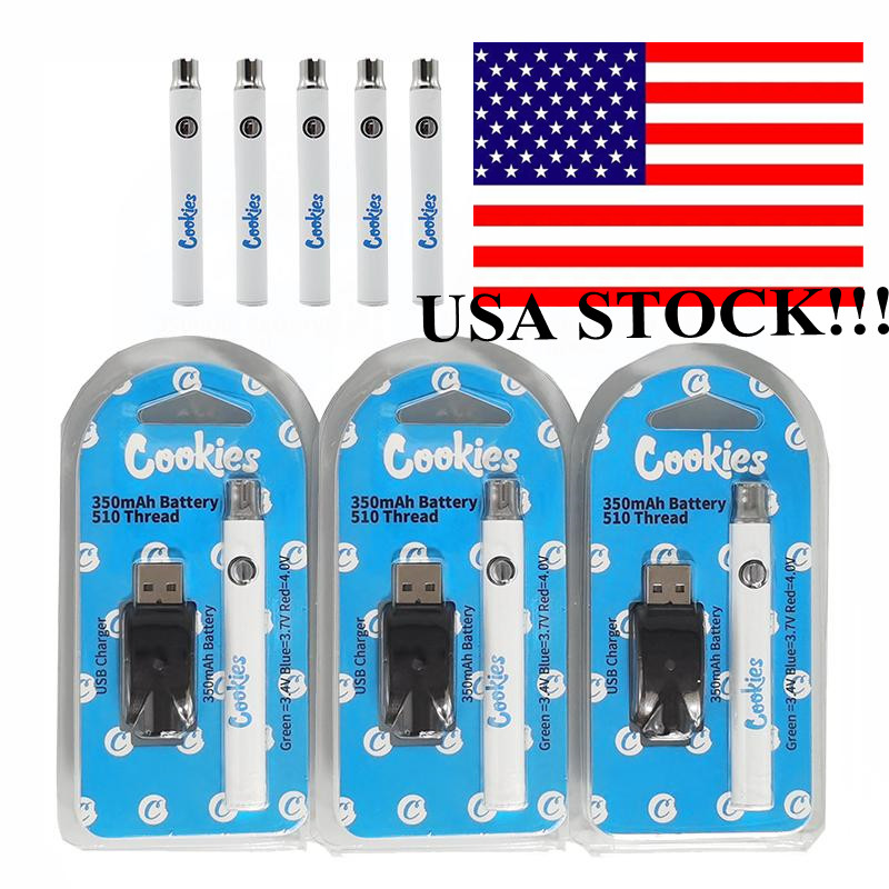 USA STOCK Cookies Battery 510 Vape pens Batteries 350mah Preheating Vape Cartridges Battery Adjustable Voltage 3.4-4.0V with USB Charger 500pcs/case Fast Delivery
USA STOCK Cookies Battery 510 Vape pens Batteries 350mah Preheating Vape Cartridges Battery Adjustable Voltage 3.4-4.0V with USB Charger 500pcs/case Fast Delivery