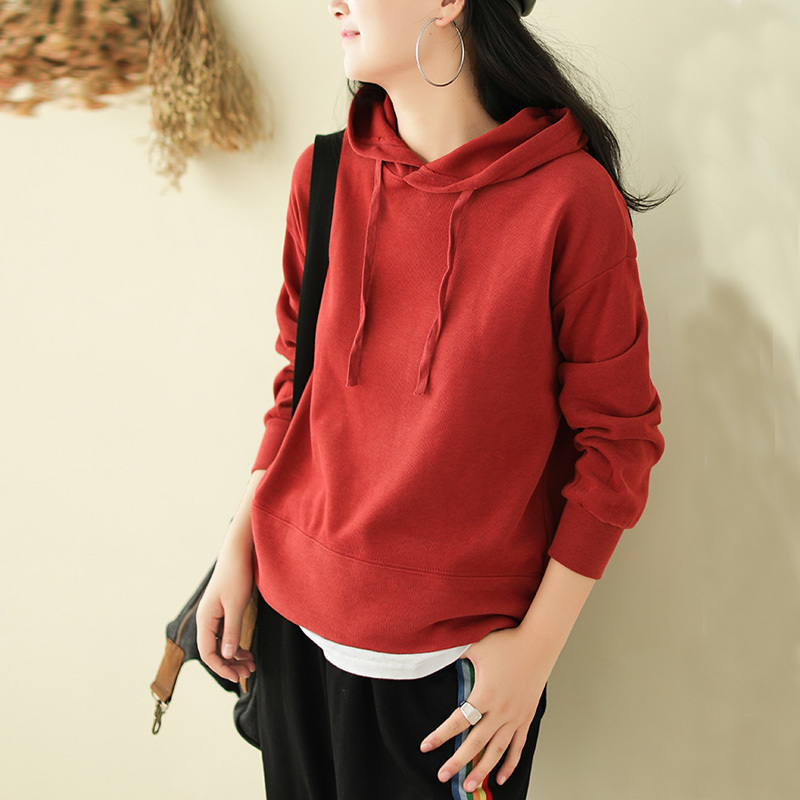 Johnature Women Hooded Pullover Sweatshirts 7 Color Long Sleeve Autumn Casual Hoodies Loose Women Cloths Sweet Sweatshirts 201112