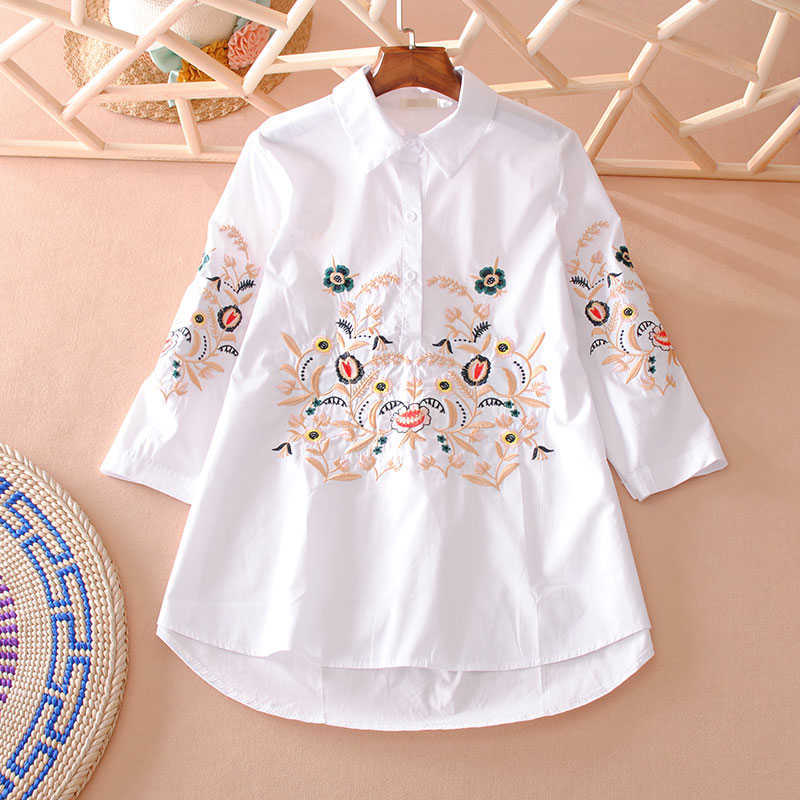 VANOVICH Women's Shirts Embroidery Wild Chinese Style Ladies Summer Cotton Three-quarter Sleeve Women Clothing 210615, White
VANOVICH Women's Shirts Embroidery Wild Chinese Style Ladies Summer Cotton Three-quarter Sleeve Women Clothing 210615, White