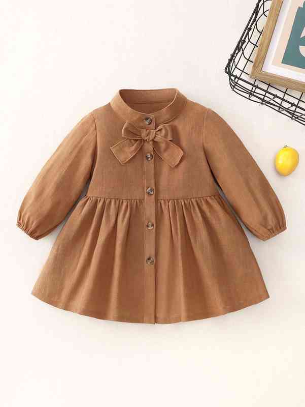Baby Mock Neck Bow Front Dress SHE