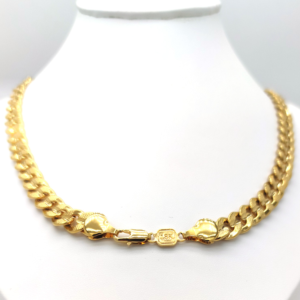 Moissanite Handmade Dubai Men's Cuban Link Chain Necklace In 18 k Stamped Gold Filled Pave Curb