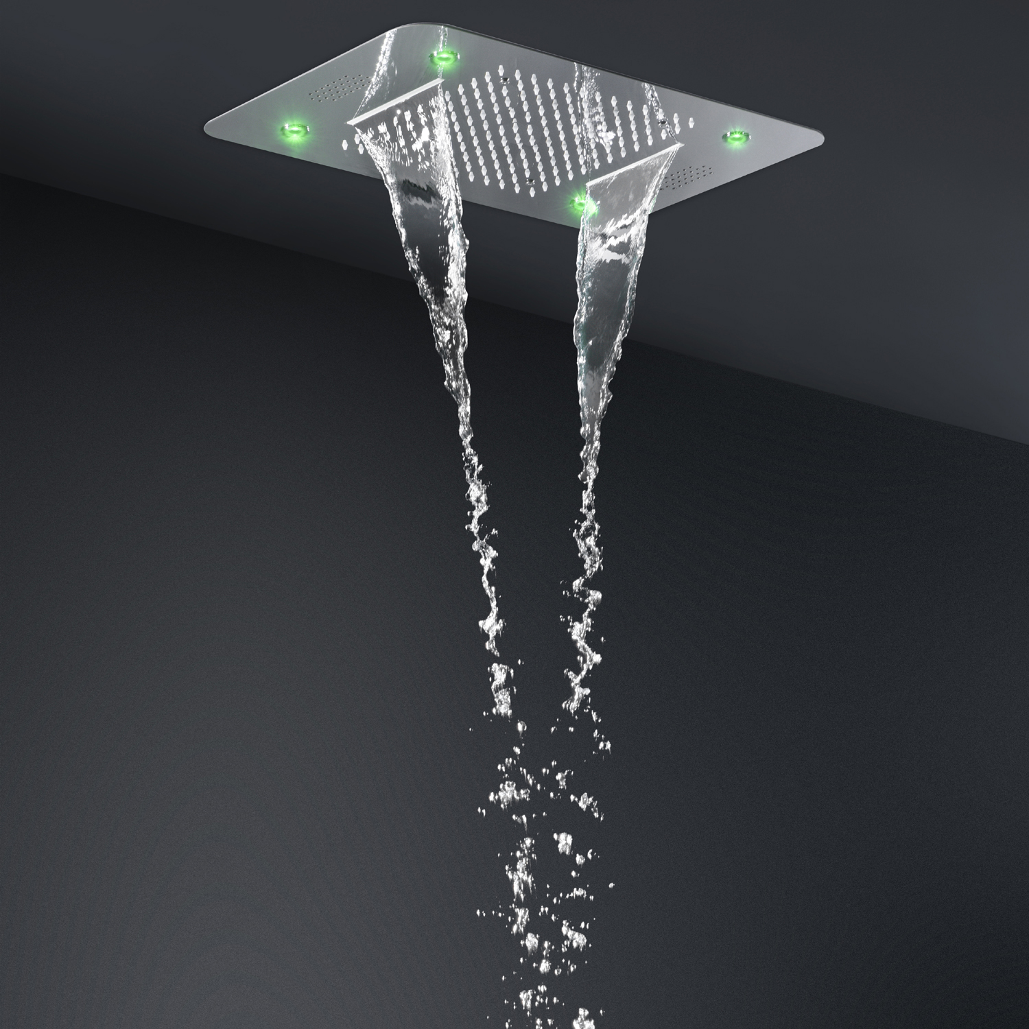Bathroom Bluetooth Music LED Shower Set Embedded Ceiling Mounted Waterfall Ranfall ShowerHead 580*380MM Thermostatic Faucets