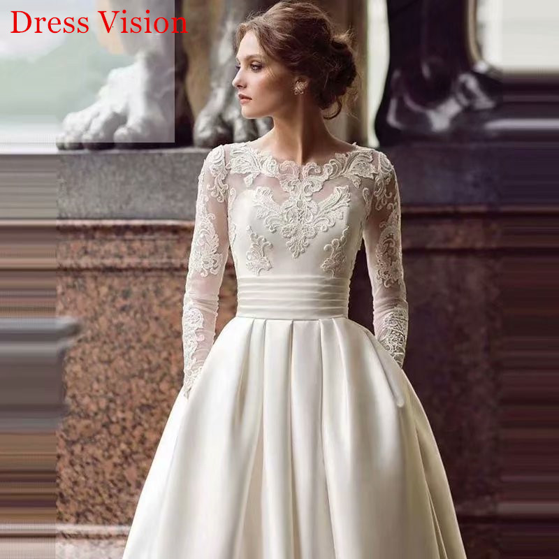 2021 Lace O-neck Long Sleeves Vestido Noiva Wedding Soiree Bride to Be Robe De Marie Satin Sweep Train Fo4r, Same as image
2021 Lace O-neck Long Sleeves Vestido Noiva Wedding Soiree Bride to Be Robe De Marie Satin Sweep Train Fo4r, Same as image