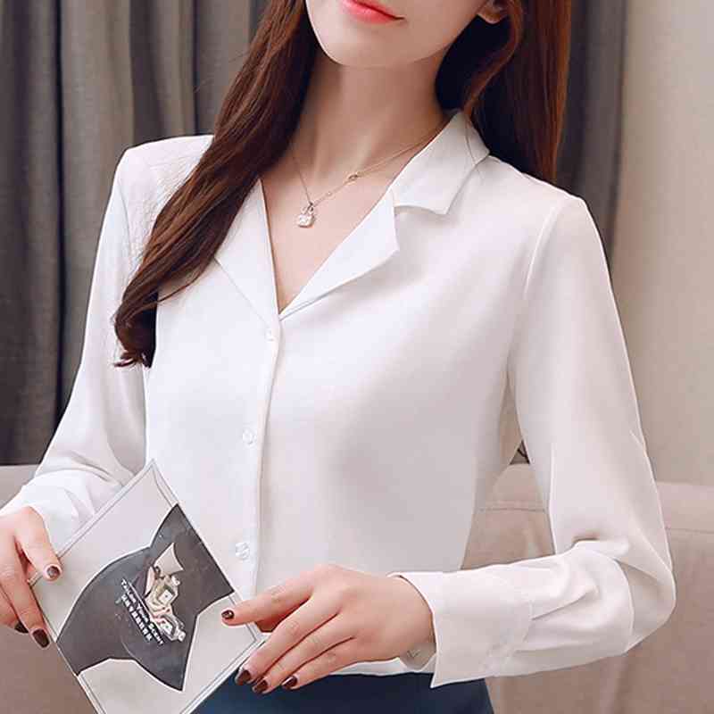 Long Sleeve White Blouse V-neck Office Shirt Women Tops Blusas Mujer De Moda Chiffon Blusa E108 210602
Long Sleeve White Blouse V-neck Office Shirt Women Tops Blusas Mujer De Moda Chiffon Blusa E108 210602