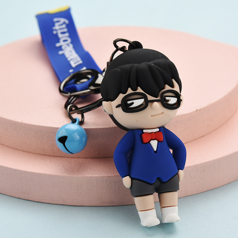 Cartoon Japanese Anime Detective Conan Character Keychain Environmental Rubber Key Charm Persona 5 For Anime Keyfob