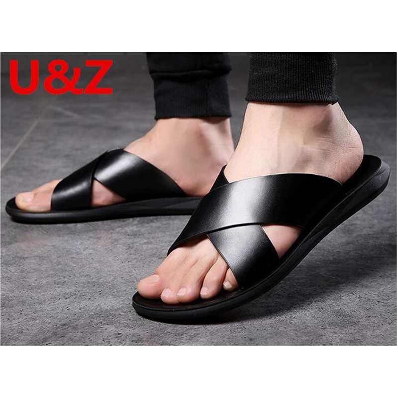 Genuine Calf Leather men sandals male Summer Slippers,Cool male Beach shoes comfy Sandals sports Style slippers 210312, Black
Genuine Calf Leather men sandals male Summer Slippers,Cool male Beach shoes comfy Sandals sports Style slippers 210312, Black