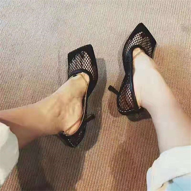 Women Sandals Summer Shoes Sandals Woman High Heels Thin Lace Square Toe Chain Leather Fishnet Mesh Hollow Breathable Shoes J2023, Black
Women Sandals Summer Shoes Sandals Woman High Heels Thin Lace Square Toe Chain Leather Fishnet Mesh Hollow Breathable Shoes J2023, Black