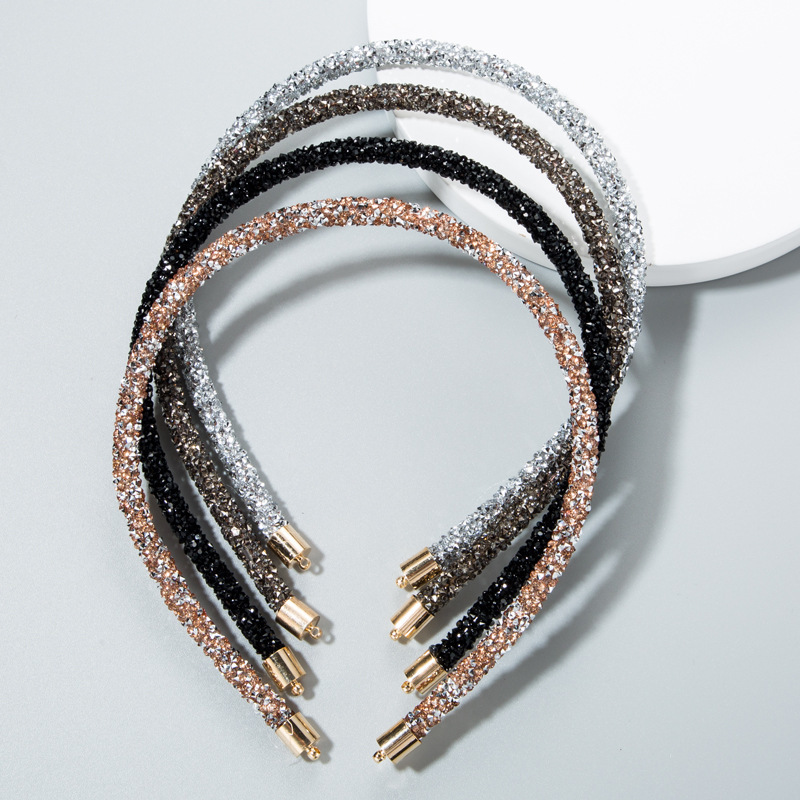 Wholesale-Women's simple crystal rhinestone hair band multicolor thin edge all-match headband girls' heart hair accessories