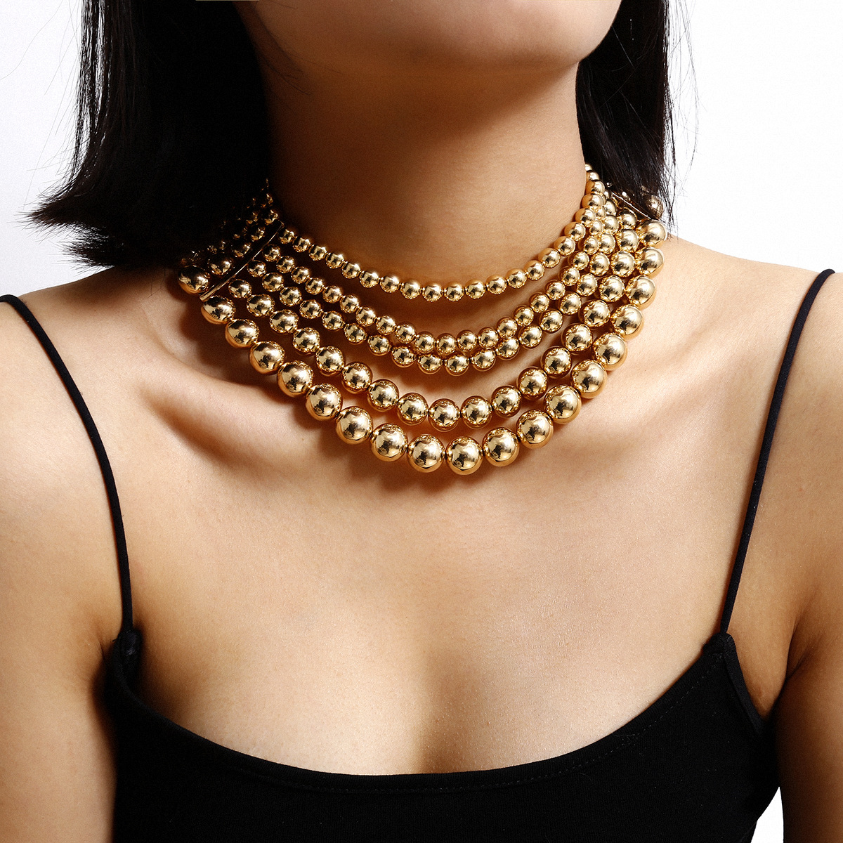 European and American new fashion accessories exaggerated geometry bead metal multi-layer necklace female round ball Sour punk
European and American new fashion accessories exaggerated geometry bead metal multi-layer necklace female round ball Sour punk