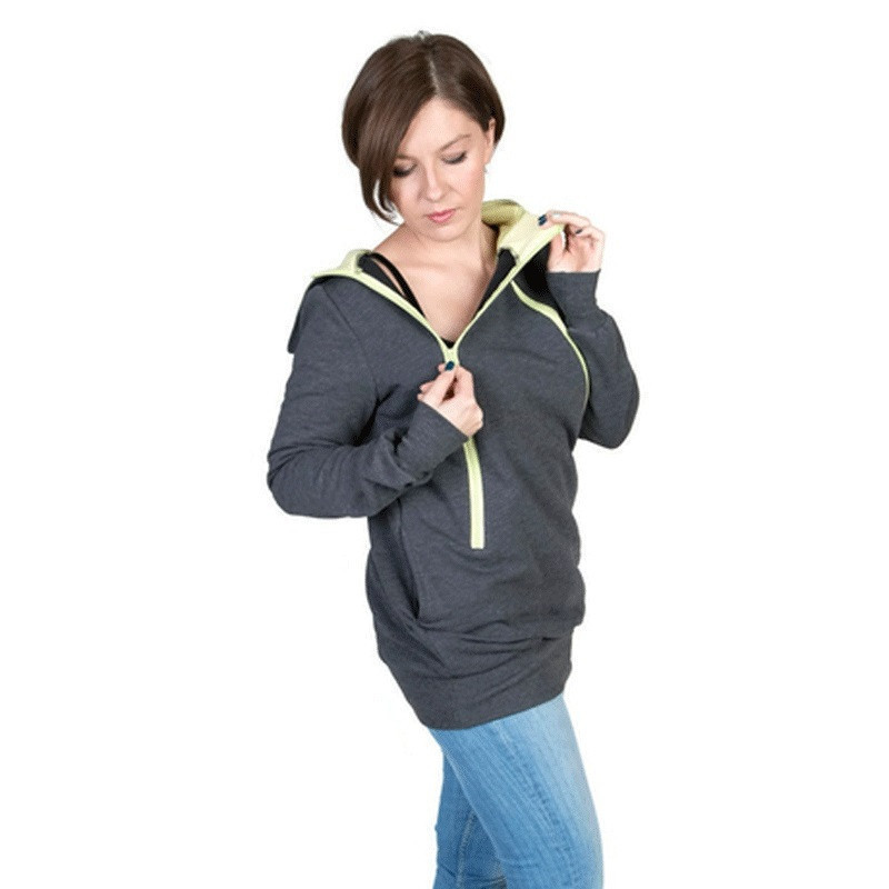 HGTE Fashion Three-in-one Multi-functional Mother Kangaroo hoody Causal Women Hoodies Jackets Zipper Pregnant women Sweatshirts 201204