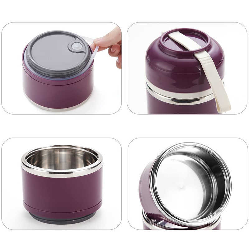 3 Tier Stainless Steel Lunchbox Insulation Food Soup Container Lunch Box Bag Portable Outdoor Bento Leak-Proof Kitchen 3 Layer 210818