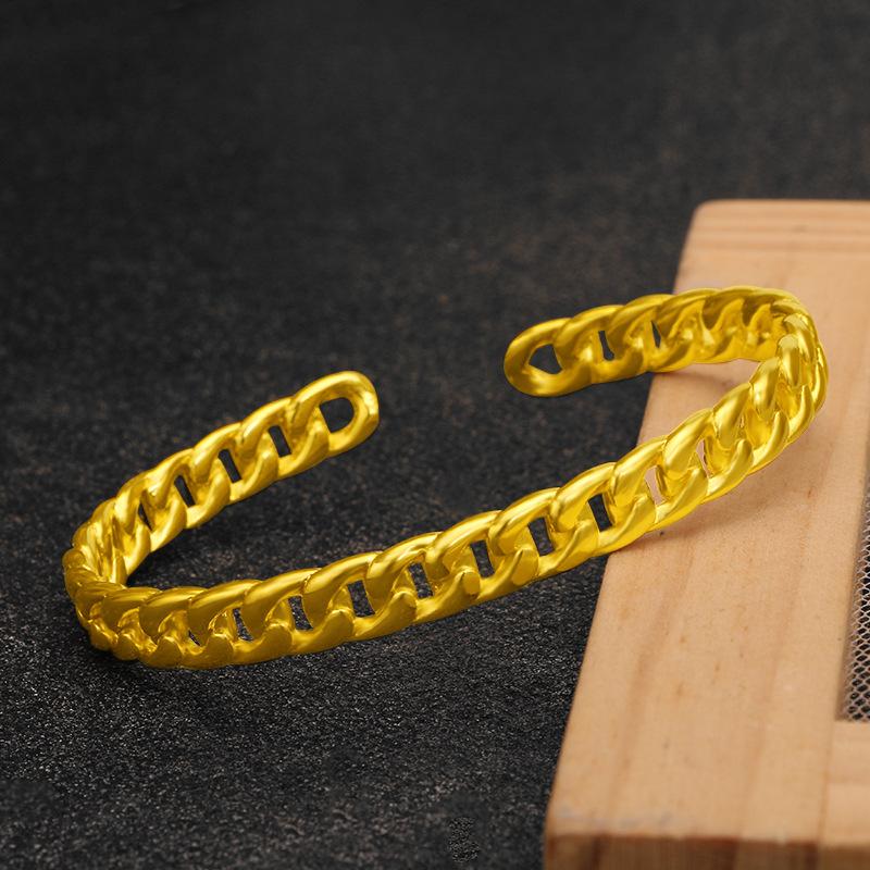Bangle Retro Sand Gold & Bangles For Men Women Couple Wedding Jewelry Yellow Color Link Chain Diy Female 
Bangle Retro Sand Gold & Bangles For Men Women Couple Wedding Jewelry Yellow Color Link Chain Diy Female