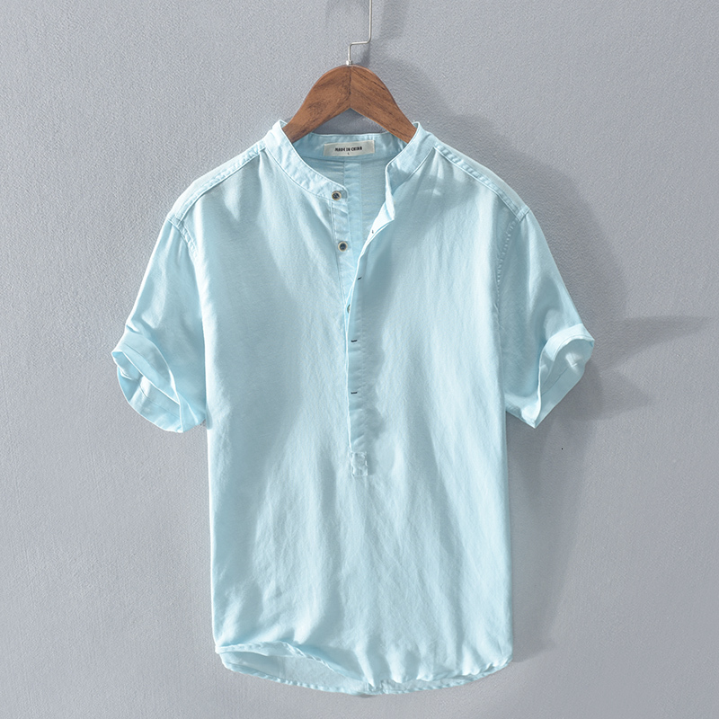 2021 New Summer Stand Collar Cotton Casual Comfortable Shirts for Men Linen Solid Shirt Mens Overhemd Camiseta Camisa N1m4, Lake blue
2021 New Summer Stand Collar Cotton Casual Comfortable Shirts for Men Linen Solid Shirt Mens Overhemd Camiseta Camisa N1m4, Lake blue