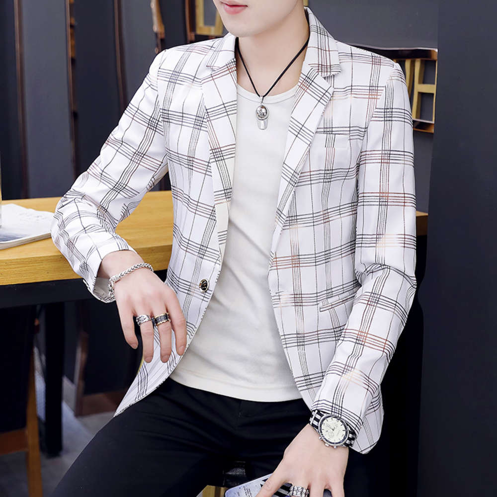 Spring Blazer coat trend Plaid single suit student handsome versatile top youth personalized men's wear, Black;brown
Spring Blazer coat trend Plaid single suit student handsome versatile top youth personalized men's wear, Black;brown