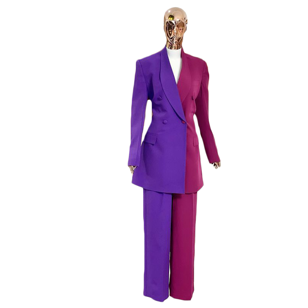 Unique Design Women Suits Purple Celebrity Lady Party Prom Tuxedos Blazer Red Carpet Leisure Outfit Top(Jacket+Pants)