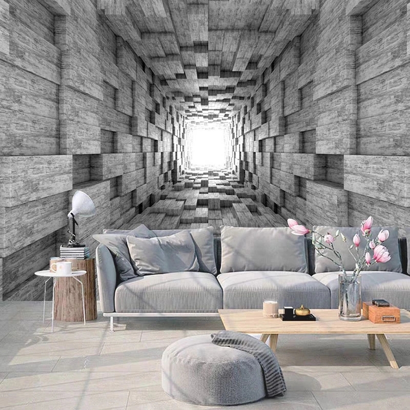 Custom Photo Wallpaper 3D Cement Wall Space Expansion Murals Living Room TV Sofa Bedroom Background Waterproof