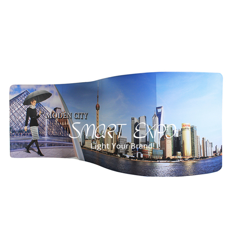 20ft S Curved Wave-Line Back-Wall Advertising Display with Thick Aluminum Tube Tension Fabric Printed Graphic Portable Carry Bag