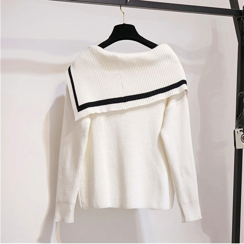 ICHOIX 2 piece skirt set student Korean style sweet women 2 piece set fall white knitted sweater casual two piece outfits T200325
