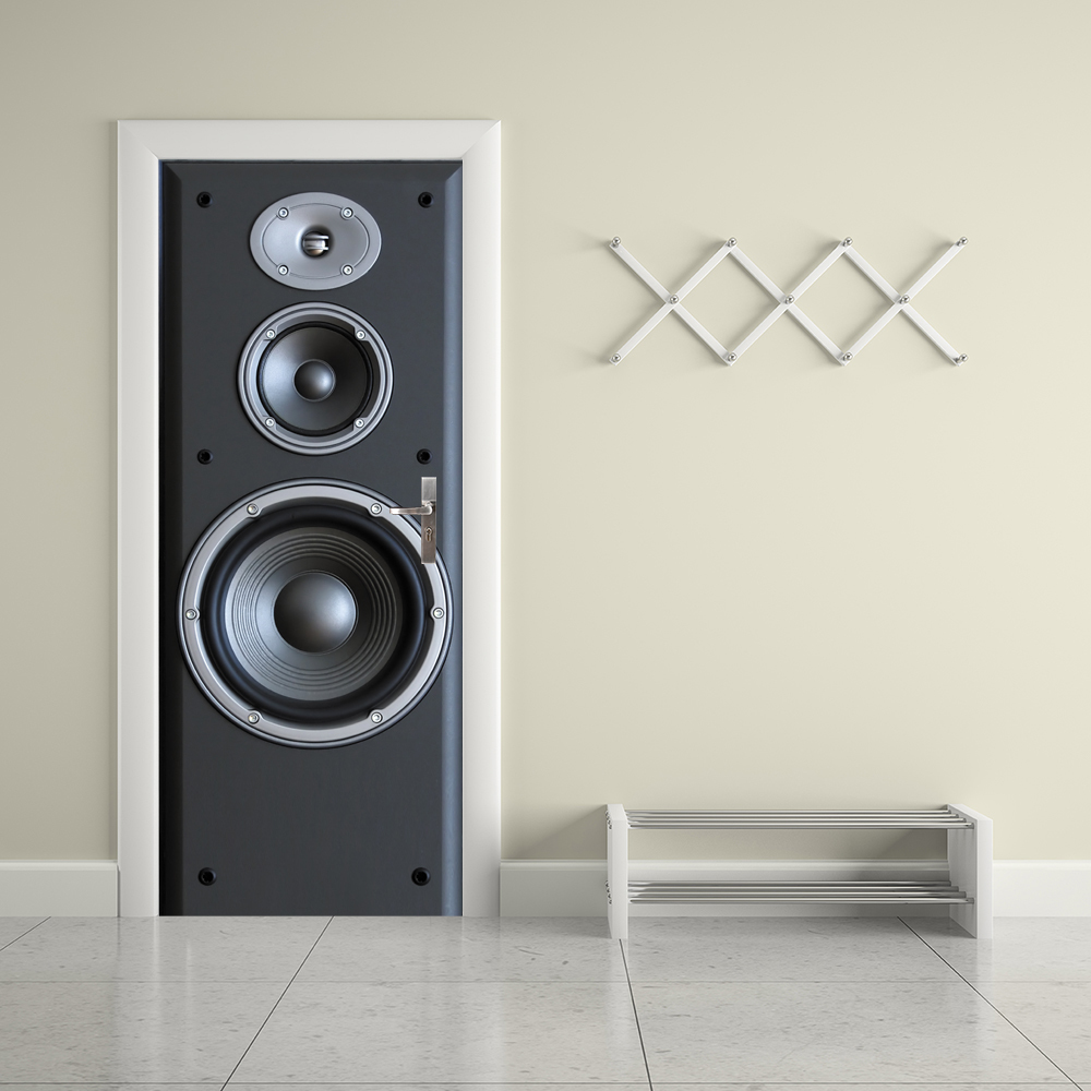 Free shipping DIY 3D sound speaker pattern Door Sticker for Bedroom Living Room Poster PVC Waterproof Decal 77*200cm 210308 - view 5