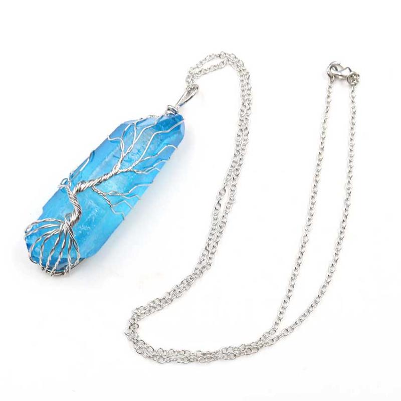 Pendant Necklaces Silver Plated Wire Wrap Irregular Shape Crystal Dyed Blue Purple Necklace Ethnic Style Jewelry
Pendant Necklaces Silver Plated Wire Wrap Irregular Shape Crystal Dyed Blue Purple Necklace Ethnic Style Jewelry