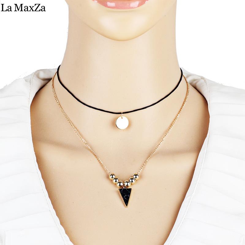 Pendant Necklaces La MaxZa Charm Double Necklace Round Metal Pendants And Triangle Leather Chain Suitable For Women
Pendant Necklaces La MaxZa Charm Double Necklace Round Metal Pendants And Triangle Leather Chain Suitable For Women