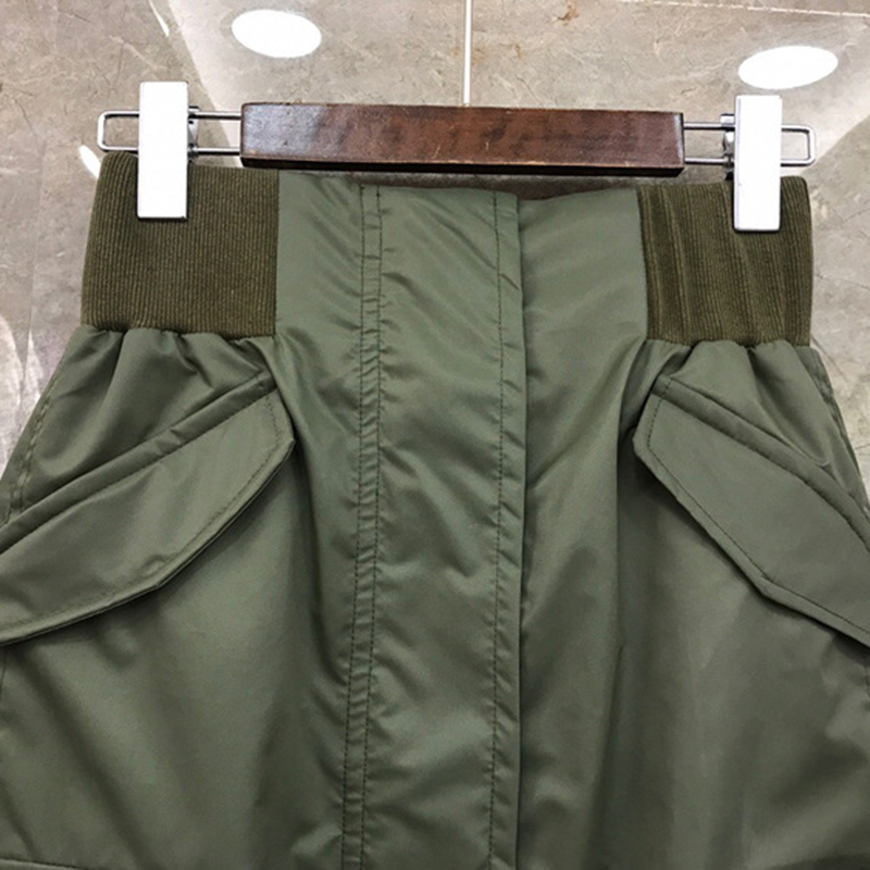 GALCAUR Straight Skirt For Women High Waist Patchwork Pockets Hit Color Loose High Street Skirts Female Autumn Clothing 210306