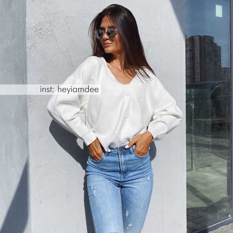 GIGOGOU Knit Sweater Women Autumn Female Casual Long Sleeve Button Cardigan Knitted Sweaters Coat Femme Winter Warm Clothes 211011Z