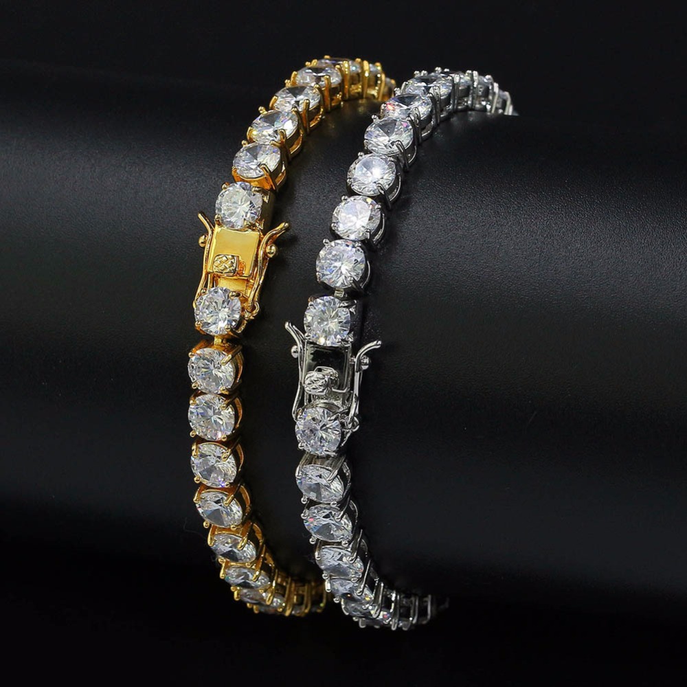New Fashion Charms Round AAA CZ Zircon Tennis Chain Bracelet Bling Iced Out blimg for Men Women Hip Hop Copper Jewelry Lover punk party Gift