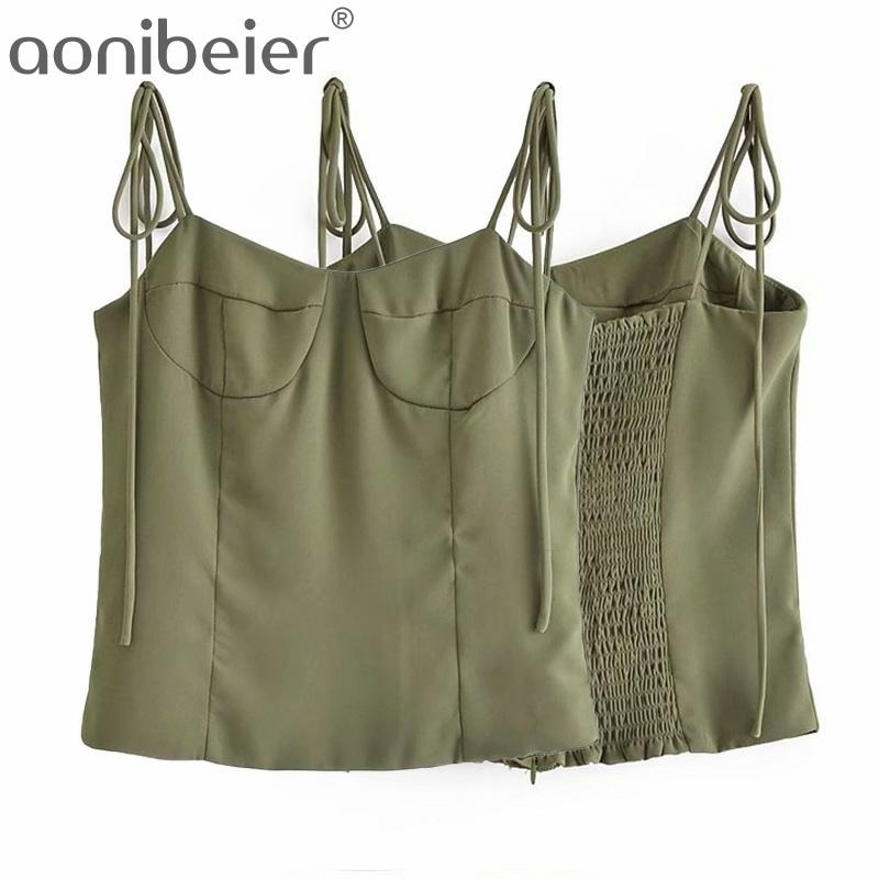 Green Camis Summer Sleeveless Spaghetti Strap Slim Women Cami Crop Tops Shirred Back Casual Female Camisole 210604, Army green
Green Camis Summer Sleeveless Spaghetti Strap Slim Women Cami Crop Tops Shirred Back Casual Female Camisole 210604, Army green
