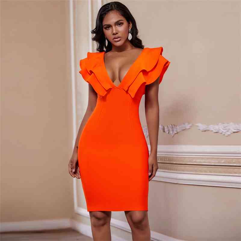 Bandage Dress Women's Summer Party Dress Orange Black Red White Ruffles Ladies Sexy Bodycon Dress Evening Club Birthday Outfits 210719
Bandage Dress Women's Summer Party Dress Orange Black Red White Ruffles Ladies Sexy Bodycon Dress Evening Club Birthday Outfits 210719