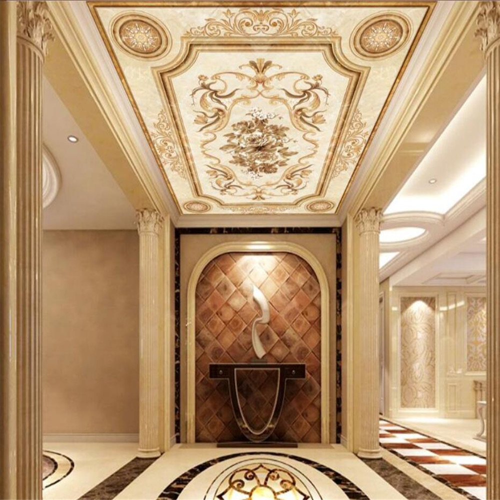 3d papel de parede European style living room ceiling wallpaper custom hotel mural hotel restaurant roof ceiling decoration