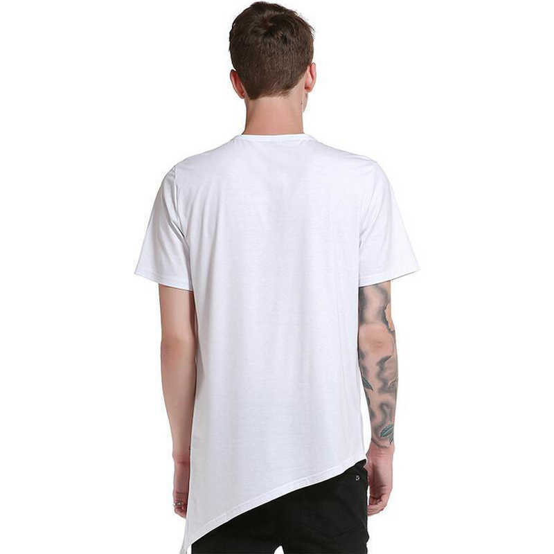 IceLion Summer T Shirt Men Irregular Hem Short Sleeve T-shirt Fashion Button Collar Hip Hop Streetwear Tops Slim Fit Tshirt 210623