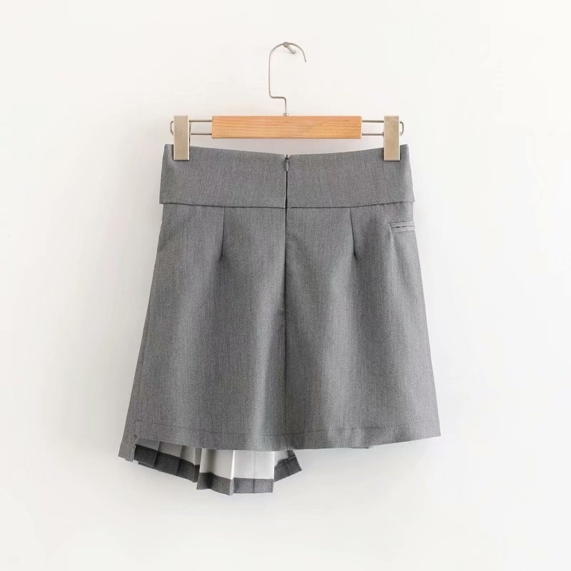 Summer Solid High-waisted Personality Irregular Pleated Skirts Womens 210615Z