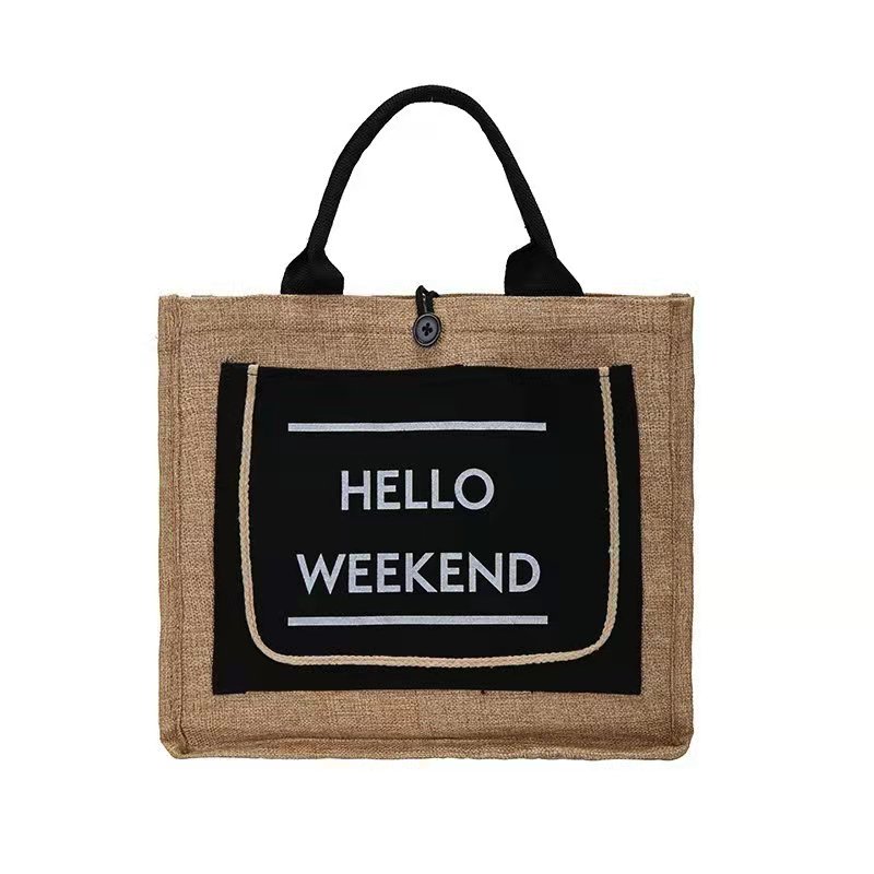 2022 Large Capacity Cotton And Linen Shoulder Bag Letter Ladies HELLO WEEKEND Shopping Handbag Designer Women's Fashion Bags Wholesale