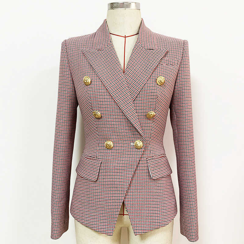 HIGH QUANLITY est Designer Jacket Women's Classic Metal Lion Buttons Double Breasted Slim Fitting Houndstooth Blazer 210526, Beige
HIGH QUANLITY est Designer Jacket Women's Classic Metal Lion Buttons Double Breasted Slim Fitting Houndstooth Blazer 210526, Beige