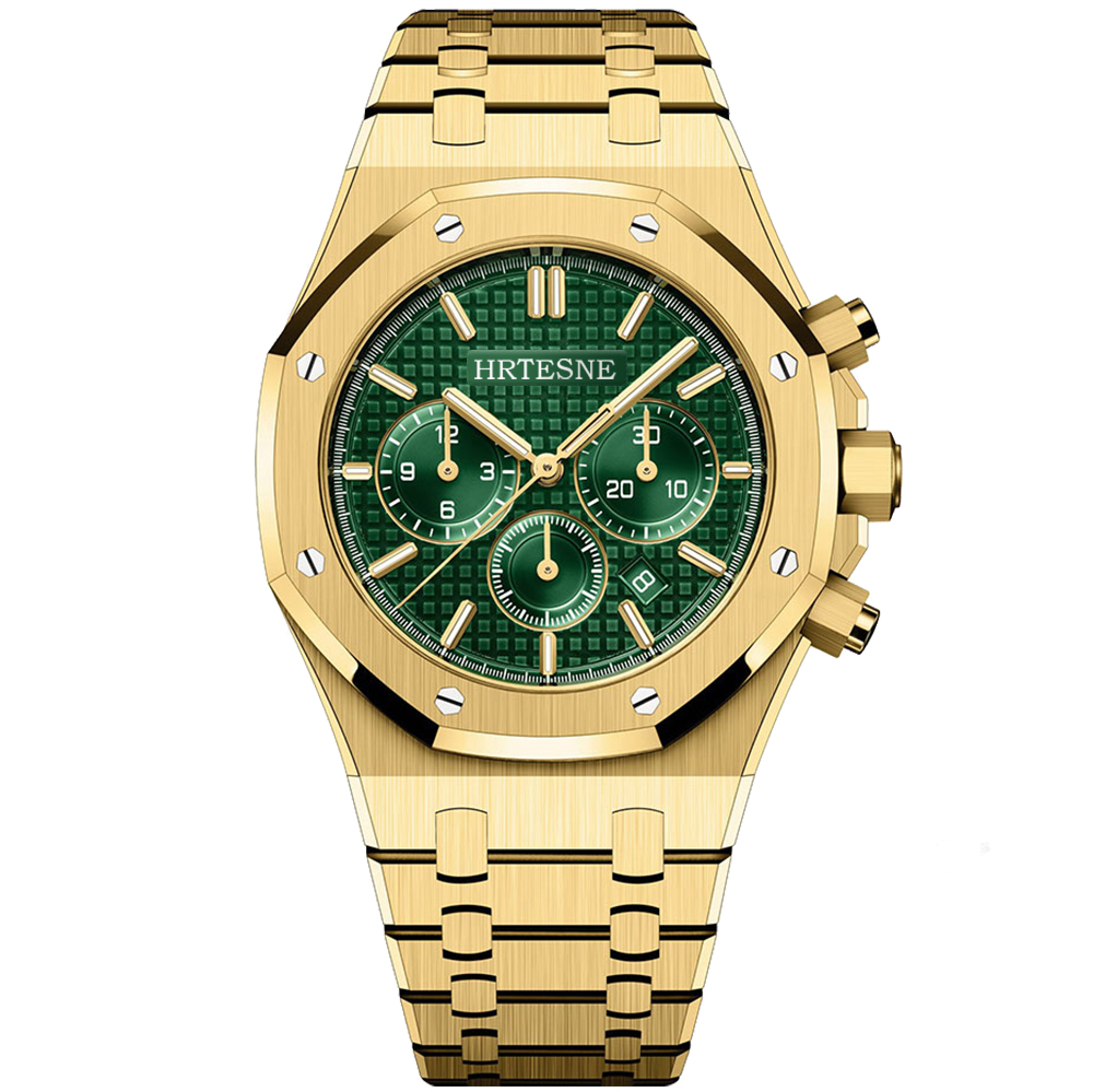 Mens Luxury Battery VK Quartz Diver Gold Green Watch Stainless Steel mechanical High Quality Waterproof 3ATM Business Fashion Multifunction Timer Watch 26239, As shown in the color
Mens Luxury Battery VK Quartz Diver Gold Green Watch Stainless Steel mechanical High Quality Waterproof 3ATM Business Fashion Multifunction Timer Watch 26239, As shown in the color